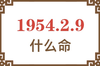 1954年2月9日出生是什么命？