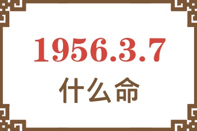 1956年3月7日出生是什么命？