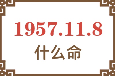 1957年11月8日出生是什么命？