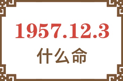 1957年12月3日出生是什么命？