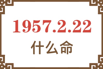 1957年2月22日出生是什么命？