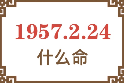 1957年2月24日出生是什么命？