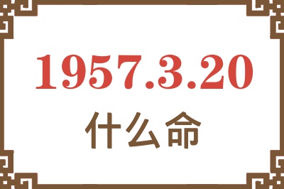 1957年3月20日出生是什么命？