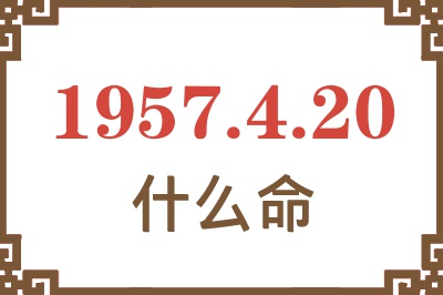 1957年4月20日出生是什么命？