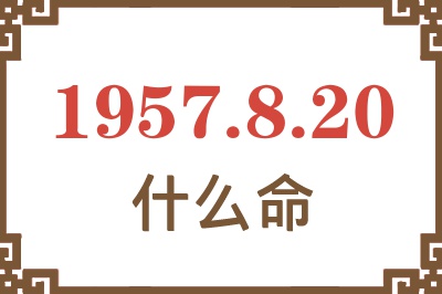 1957年8月20日出生是什么命？