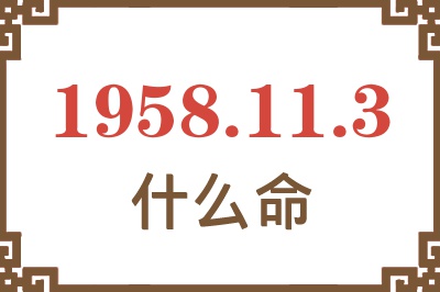 1958年11月3日出生是什么命? 1958年11月3日出生是什么命?
