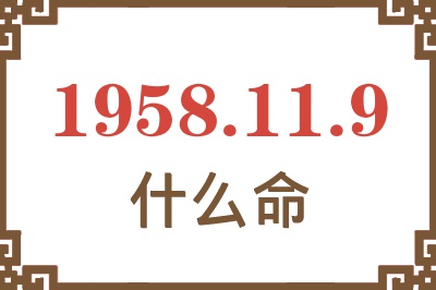 1958年11月9日出生是什么命？