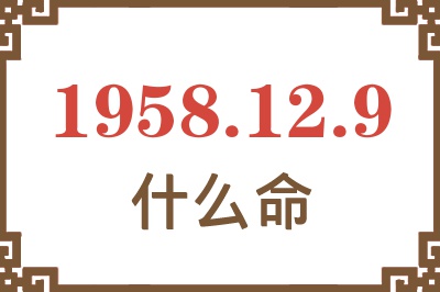 1958年12月9日出生是什么命？