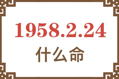 1958年2月24日出生是什么命? 1958年2月24日出生是什么命?