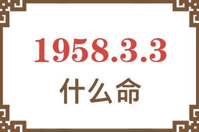 1958年3月3日出生是什么命？