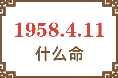 1958年4月11日出生是什么命？