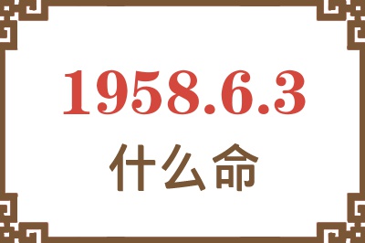 1958年6月3日出生是什么命? 1958年6月3日出生是什么命?