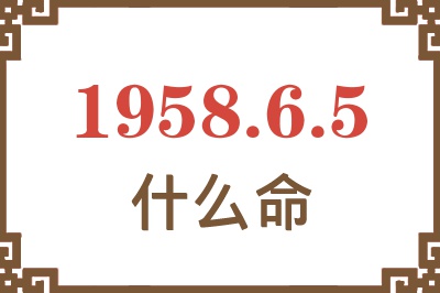 1958年6月5日出生是什么命？