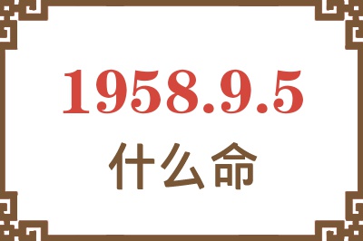 1958年9月5日出生是什么命？