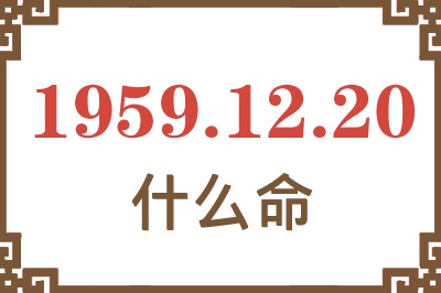 1959年12月20日出生是什么命？