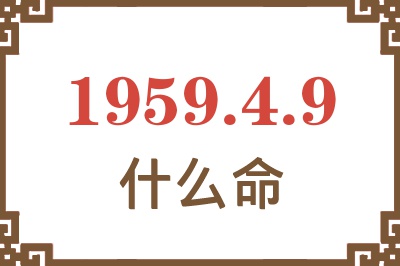 1959年4月9日出生是什么命？