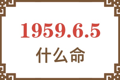 1959年6月5日出生是什么命？