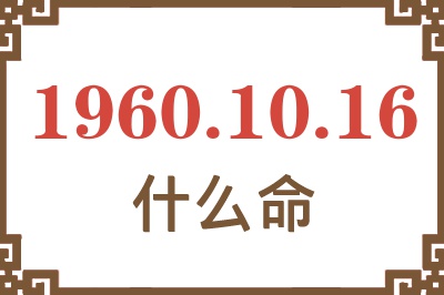 1960年10月16日出生是什么命？