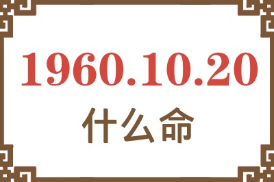 1960年10月20日出生是什么命？