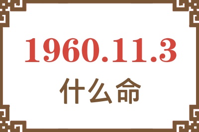 1960年11月3日出生是什么命？