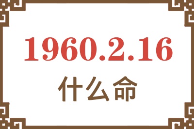 1960年2月16日出生是什么命？