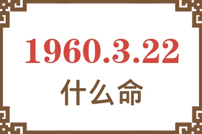 1960年3月22日出生是什么命？