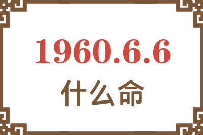 1960年6月6日出生是什么命？