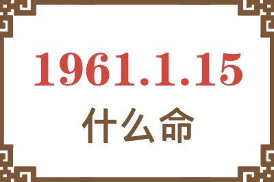 1961年1月15日出生是什么命? 1961年1月15日出生是什么命?