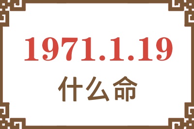 1971年1月19日出生是什么命？