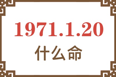 1971年1月20日出生是什么命？