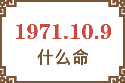 1971年10月9日出生是什么命？