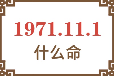 1971年11月1日出生是什么命？