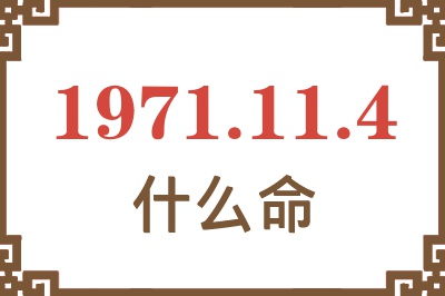 1971年11月4日出生是什么命？