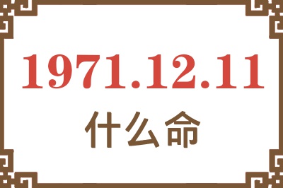 1971年12月11日出生是什么命？