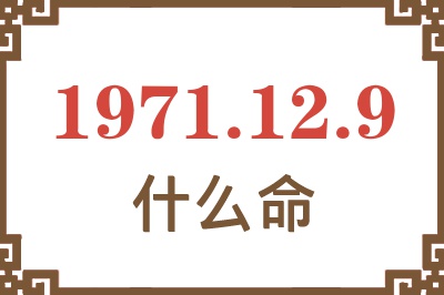 1971年12月9日出生是什么命？