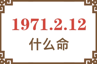 1971年2月12日出生是什么命？