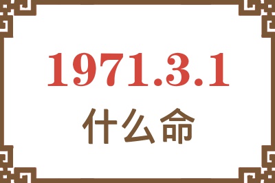 1971年3月1日出生是什么命？