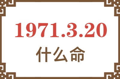 1971年3月20日出生是什么命？