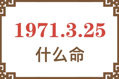 1971年3月25日出生是什么命？