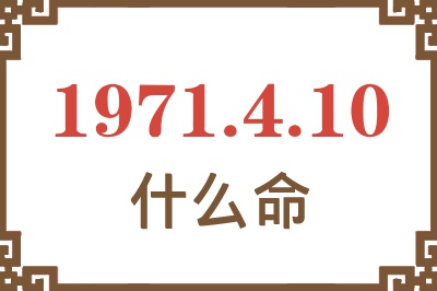 1971年4月10日出生是什么命？