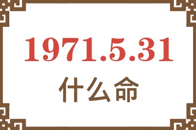 1971年5月31日出生是什么命？