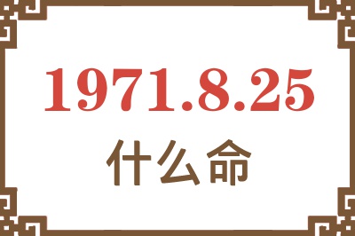 1971年8月25日出生是什么命？