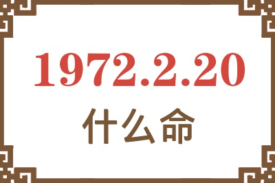 1972年2月20日出生是什么命？