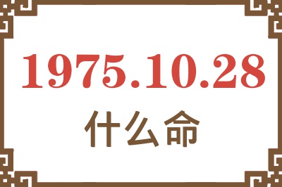 1975年10月28日出生是什么命？