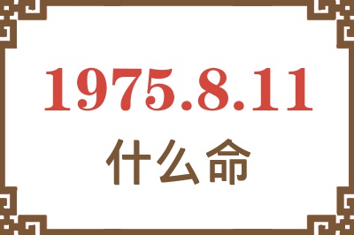 1975年8月11日出生是什么命？