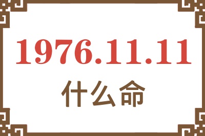 1976年11月11日出生是什么命？