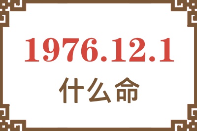 1976年12月1日出生是什么命？