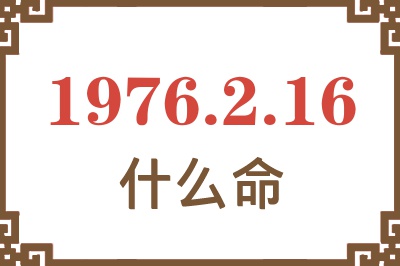 1976年2月16日出生是什么命？