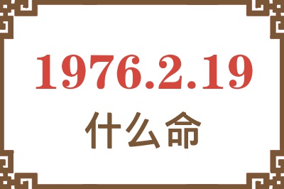 1976年2月19日出生是什么命？