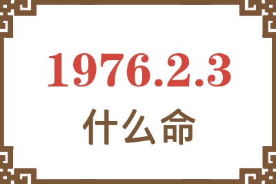 1976年2月3日出生是什么命？